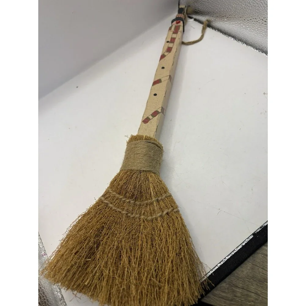 Vintage Set Of 3 Kurt S. Adler Mini Snowmen Decorated Brooms Hand Painted 18”